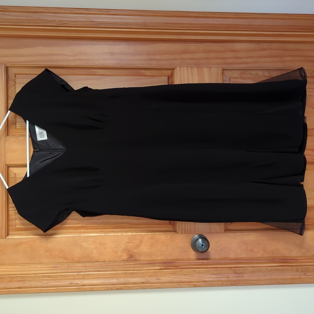 Julian Taylor Formal Flare Mesh Panel Hem Dress 16 Black